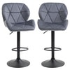 Bar Stool Set of 2 Fabric Adjustable Height Counter Chairs Dark Grey
