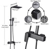 3-Way Shower Set Bathroom Mixer Tap 8"Square Head Top Spray W/Shower Hand Black