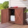 Outdoor Storage Shed Garden Patio Wood Utility Tool Cabinet W/Double Doors Brown