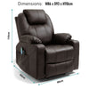 Electric Riser Recliner Leather Mobility Armchair Massage Heated Sofa Chair Home