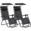 Set of 2 Sun loungers With Canopy Garden Outdoor Reclining Chairs Patio Chair