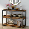 3Tier Industrial Console Side Table with Iron Tube Frame for Hallway Living Room