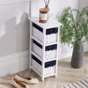 Storage Drawers White 3 Willow Baskets Navy Linen Bow Lining Home Furniture Unit