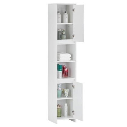 2 Door Bathroom Cabinet Storage Unit 6 Shelves Tallboy Cupboard Furniture