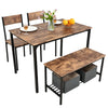 Modern Dining Table and Chairs Set 2/4 Seats Metal Frame Kitchen Home Grey/Brown