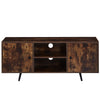Brown Wooden TV Cabinet Metal Leg with Compartment Shelf Unit Industrial Style