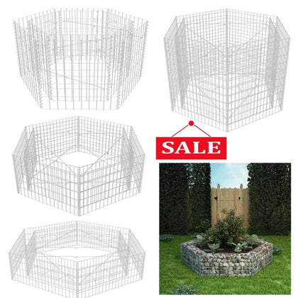 Gabion Baskets Outdoor Cages Stone Wire Mesh Planter Raised Vegetable Bed Steel