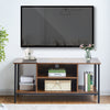 Brown Wooden TV Cabinet Metal Leg with Compartment Shelf Unit Industrial Style