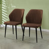 Set of 2 Faux Leather Dining Chairs PU Padded Metal Leg Restaurant Accent Chair