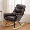 Occasional Rocking Armchair Distressed Leather Padded Relaxing Chair Tuft Back