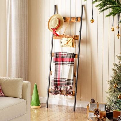 Blanket Ladder Towel Rack Towel Ladder 5-Tier Wall-Leaning Blanket Rack