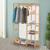 6 Tier Bamboo Garment Rack Storage Shelves Clothes Hanging Wardrobe Closet Stand