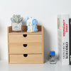 Bamboo Wood 3 Drawer Desktop Organizer Home Office Makeup Stationery Storage