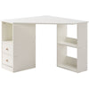 L-Shaped Corner Computer PC Desk Study Table Storage Shelf for Office Home White