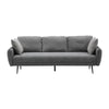 Grey Linen Fabric 3 Seater Sofa Couch Padded Settee w/ Pillows Metal Legs Lounge