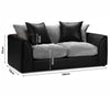 Jumbo Cord Sofa Suite Set 3+2 Seater Couch Grey & Black With Cushions
