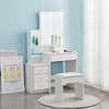White Dressing Table&Stool Set Makeup Desk Vanity Table Drawers Mirror Dresser