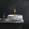 Oval Cloakroom Sink Countertop Basin 480x340mm Grey Marble Ceramic HandWash Bowl