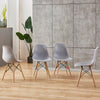 Set of 4 Retro Style Lounge Office Chair Dining Chairs Wooden Legs Kitchen Grey