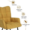 Linen Fabric Armchair with Stool, WingBack Lounge Accent Chair, Occasional Chair