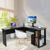 L-shaped Corner Computer Desk PC Table Workstation Home Office Furniture Black