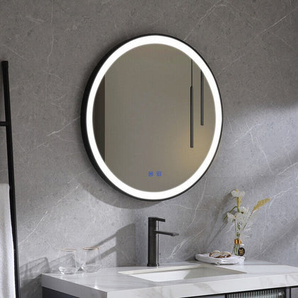 Fog-free Round LED Illuminated Bathroom Mirror Dimmable Lights Circle Wall Unit