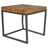 2pc Industrial Style Solid Teak Nesting Living Room End Tables With Metal Legs
