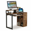 Computer Writing Desk Table with 4-Cube Bookcase & 24.2" Slide-out Keyboard Tray