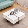 White High Gloss Coffee Table With Storage 4 Drawer Wooden Living Room Square UK