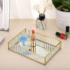 Vintage Mirrored Storage Box Gold Tray Jewelry Earring Cosmetics Display Box