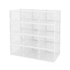12PC Clear Plastic Shoe Storage Boxes DIY Drawer Stackable Foldable Organizer