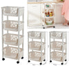 3/4 Tier Kitchen Cart Trolley Vegetable Fruit Food Storage Basket Rack w/ Wheels