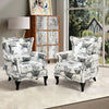 Retro Flower Butterfly Accent Chair Wingback Armchair with Wood Frame LivingRoom