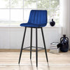2x Dining Room Kitchen Bar Chairs High Stools Velvet Grey Blue Breakfast 67cm