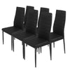 Modern Tempered Glass Black Dining Table Set with 6 Chairs Faux Leather Seat Kit
