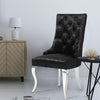 Black/ Grey Plush Velvet Lion Back Knocker Dining Accent Chairs with Chrome Legs