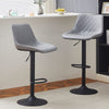 2X Grey Faux Leather Bar stools Padded Metal Base Footrest Breakfast Chair