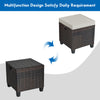 Set of 2 Outdoor Rattan Footstool Wicker Ottoman Chair Seat w/ Padded Cushions