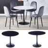 White/Grey Round Table & 2/4 Velvet Dining Chairs Seat Home Office Lounge Set UK