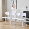 Round Dining Table and Chairs Set 4 Glass Table with 4 Chairs Dining Room White