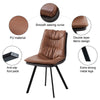 Set of 2 Dining Chair Brown Faux Leather Double Layer Padded Seat Dining Room
