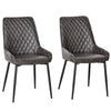 Retro Dining Chair Set of 2, PU Leather Upholstered Side Chairs with Metal Legs