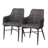 2 Pcs Grey Faux Suede Armchairs Tub Chairs Dining Kitchen Metal Legs Padded Seat