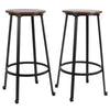 2 PCS Brown Round Wooden Industrial Rustic Bar Pub Kitchen Stools Chairs Seats