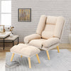 Fabric Upholstered Armchair Lounger Sleeper Recliner Sofa Chair with Footstool