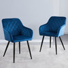 Set of 2 Dining Chairs Velvet Faux Leather Seat Modern Kitchen Chairs