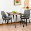 Retro Dining Chair Set of 2, PU Leather Upholstered Side Chairs with Metal Legs