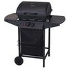 2 Burner Black Trolley Storage Rack Smoker Gas Deluxe BBQ Barbecue Wheels Garden