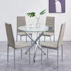 4x Grey Faux Leather Dining Chairs Round Tempered Glass Dining Table Dining Room