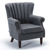 Velvet Fabric Armchair Lounge Tub Chair Queen Anne Fireside Sofa Oyster Wingback